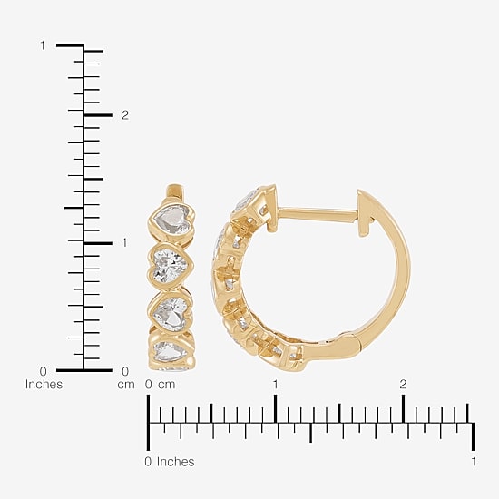 Limited Quantities! Womens Lab Created White Sapphire 14K Gold 14.7mm Heart Hoop Earrings
