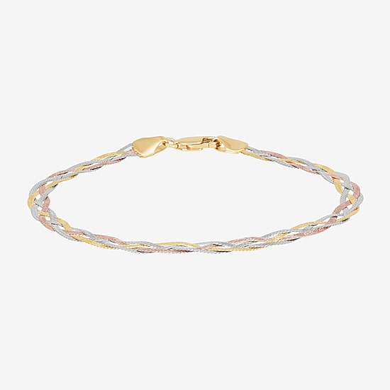 Made in Italy Womens 14K Gold 7.5 Inch Herringbone Chain Bracelet