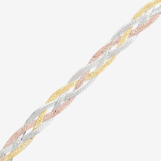 Made in Italy Womens 14K Gold 7.5 Inch Herringbone Chain Bracelet