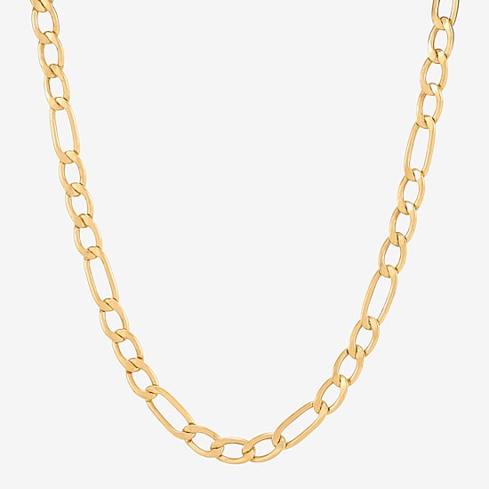 Bonded Brilliance Womens 14K Gold Bonded With Sterling Silver 20 Inch Figaro Chain Necklace