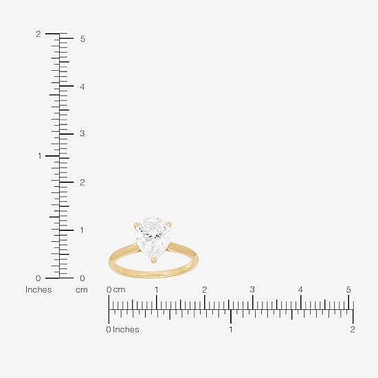 Womens White Cubic Zirconia 10K Gold Pear Solitaire Cocktail Ring