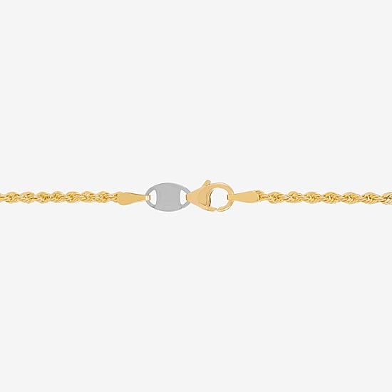 Bonded Brilliance Womens 14K Gold Bonded With Sterling Silver 7.5 Inch Solid Rope Chain Bracelet