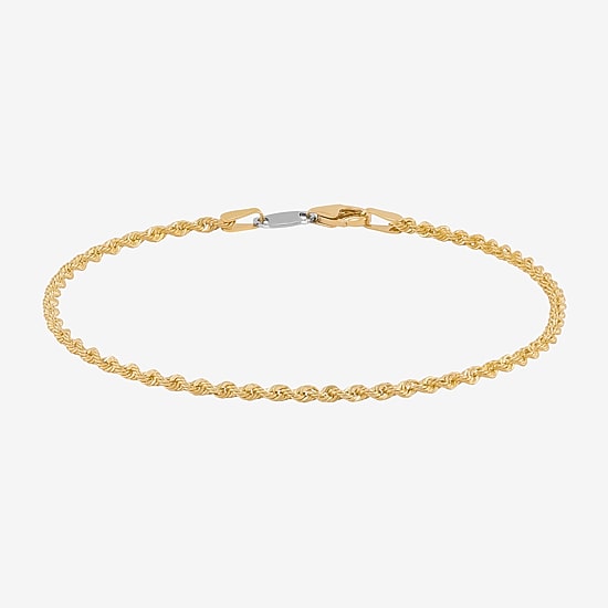 Bonded Brilliance Womens 14K Gold Bonded With Sterling Silver 7.5 Inch Solid Rope Chain Bracelet