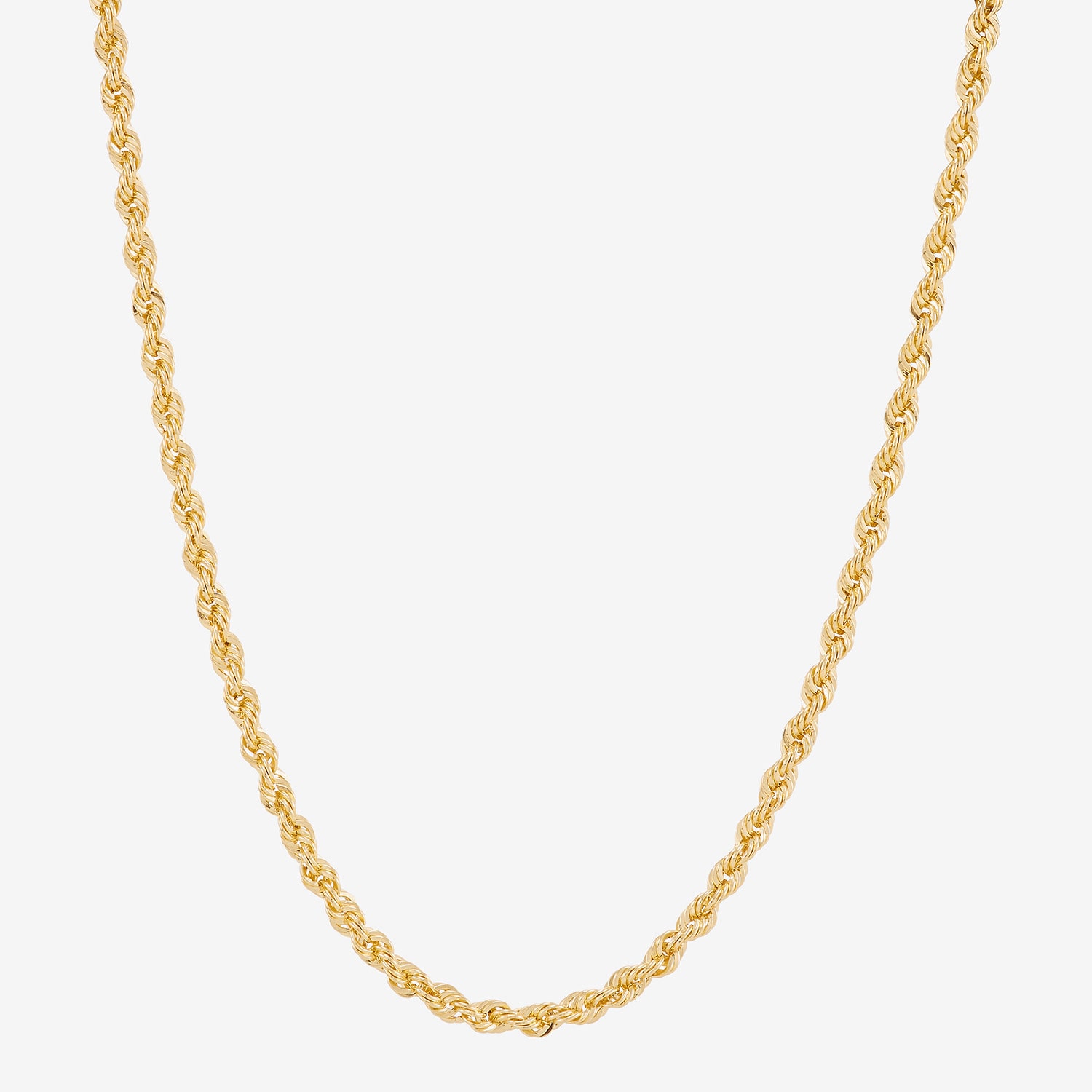 Bonded Brilliance Womens 14K Gold Bonded With Sterling Silver 20 Inch Rope Chain Necklace