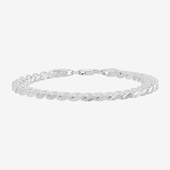 Mens Sterling Silver 8 1/2 Inch Solid Curb Chain Bracelet