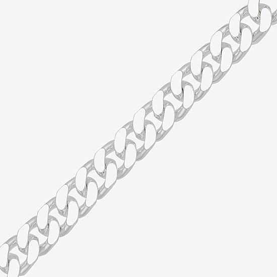 Mens Sterling Silver 8 1/2 Inch Solid Curb Chain Bracelet