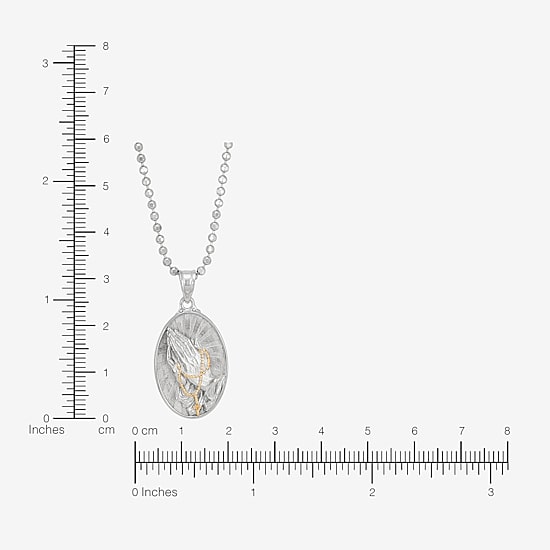 Praying Medal Mens 14K Gold Over Silver Oval 18 Inch Pendant Necklace