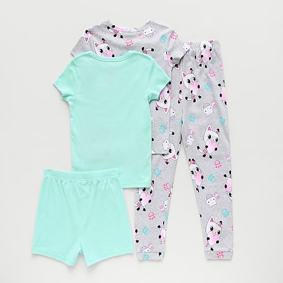 Little & Big Kid Girls Gabby's Dollhouse Crew Neck Short Sleeve 4-pc. Pajama Set