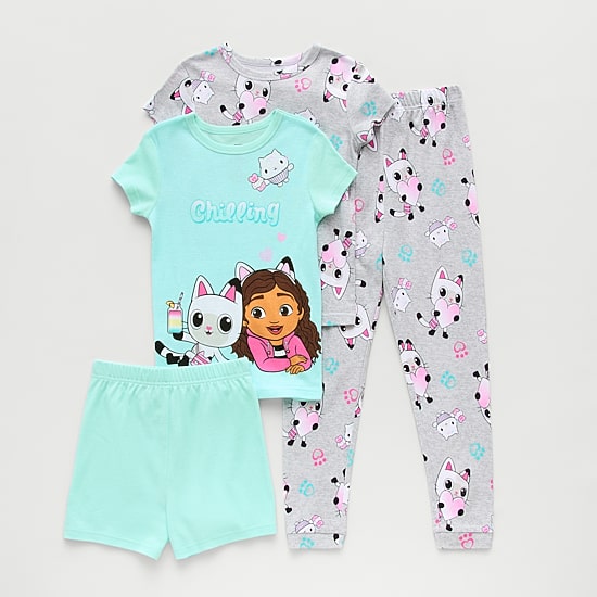 Little & Big Kid Girls Gabby's Dollhouse Crew Neck Short Sleeve 4-pc. Pajama Set