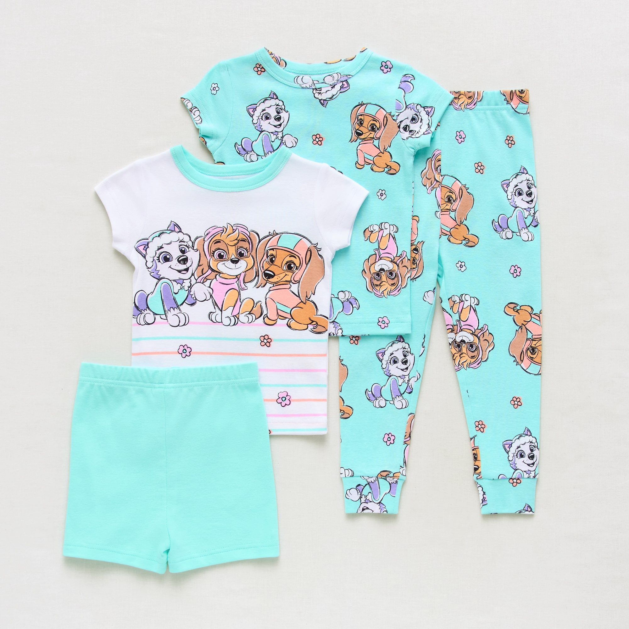 Toddler Girls Paw Patrol Crew Neck Short Sleeve 4-pc. Pajama Set