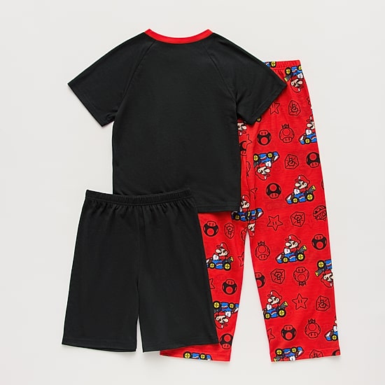 Little & Big Kid Boys Super Mario Crew Neck Short Sleeve 3-pc. Pajama Set