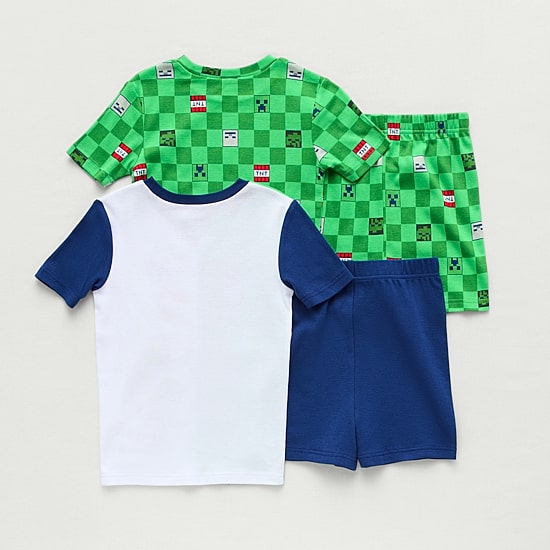 Little & Big Kid Boys Minecraft Crew Neck Short Sleeve 4-pc. Pajama Set