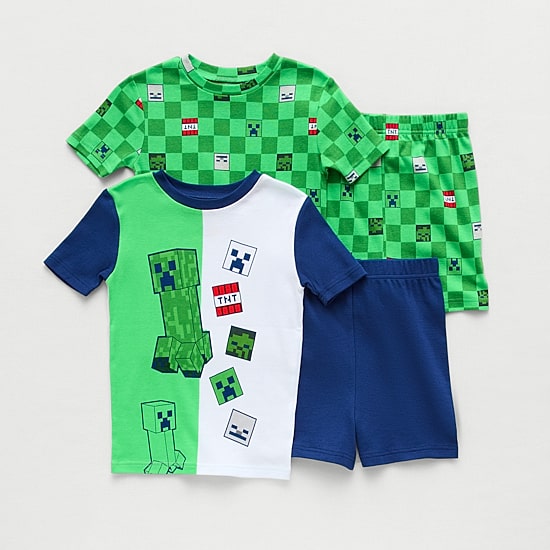 Little & Big Kid Boys Minecraft Crew Neck Short Sleeve 4-pc. Pajama Set