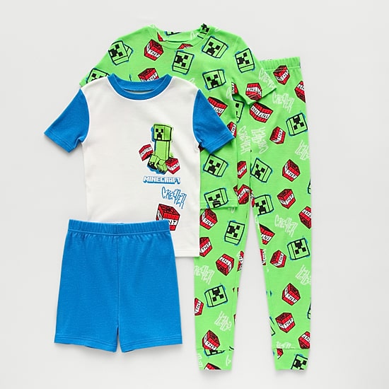 Little & Big Kid Boys Minecraft Crew Neck Short Sleeve 4-pc. Pajama Set