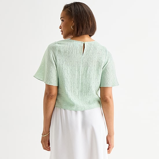Liz Claiborne Womens V Neck Short Sleeve Blouse