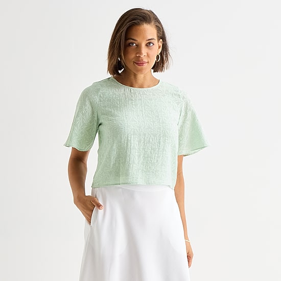 Liz Claiborne Womens V Neck Short Sleeve Blouse