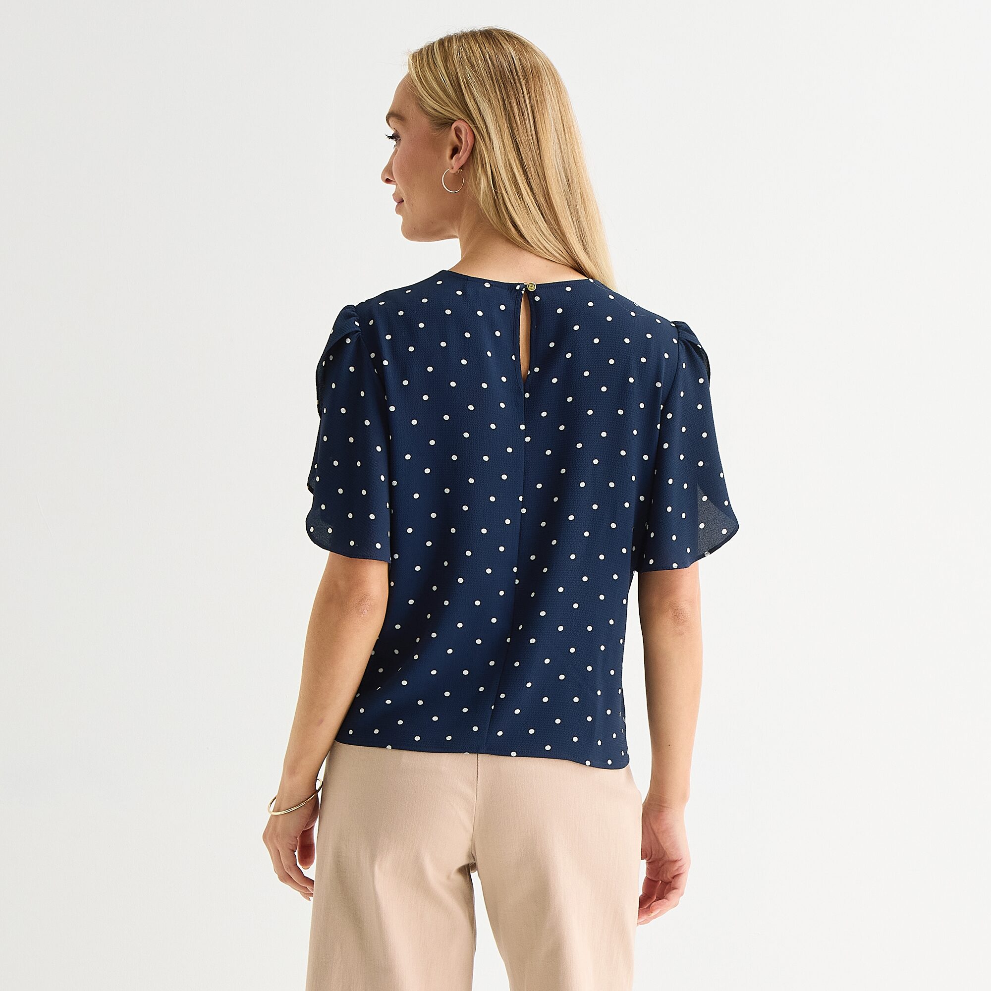 Liz Claiborne Womens Round Neck Short Sleeve Blouse