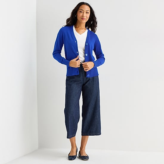 Liz Claiborne Womens V Neck Long Sleeve Button Cardigan