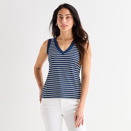 St. John's Bay Womens V Neck Sleeveless Blouse