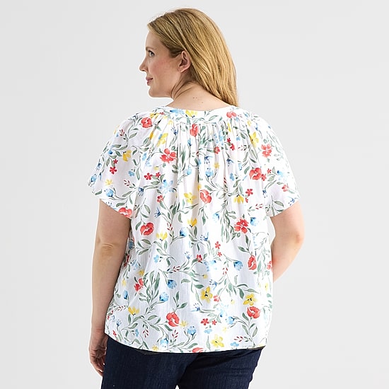 St. John's Bay Womens Plus V Neck Short Sleeve Blouse