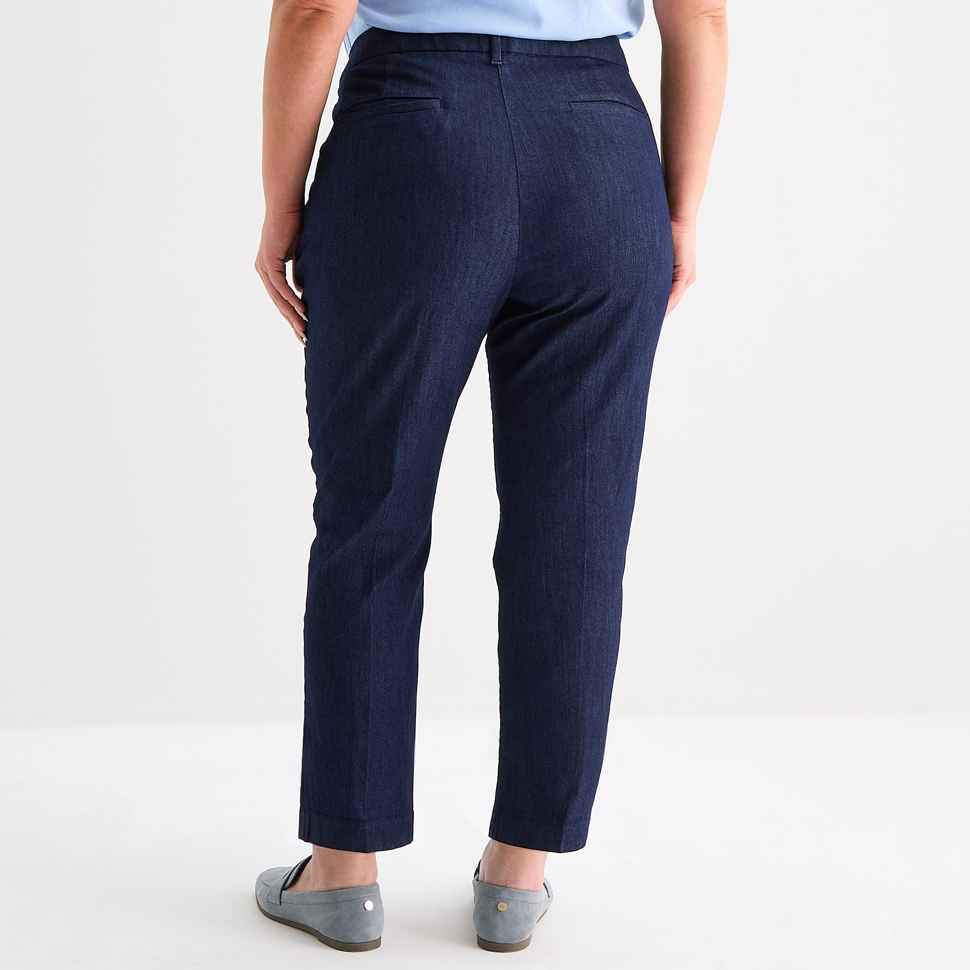 Liz Claiborne Emma Womens Plus Stretch Fabric Straight Mid Rise Ankle Pant