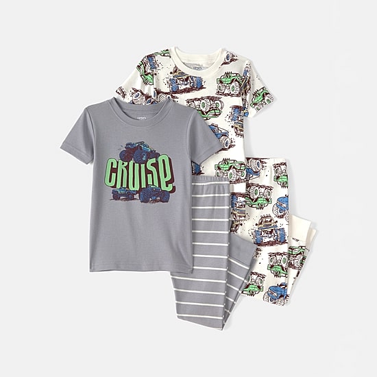 Carter's Toddler Boys Round Neck Short Sleeve 4-pc. Pajama Set