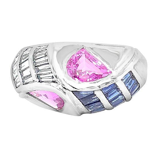 Le Vian® Grand Sample Sale™ Ring featuring Bubble Gum Pink Sapphire™ Blueberry Sapphire™ set in 18K Vanilla Gold®