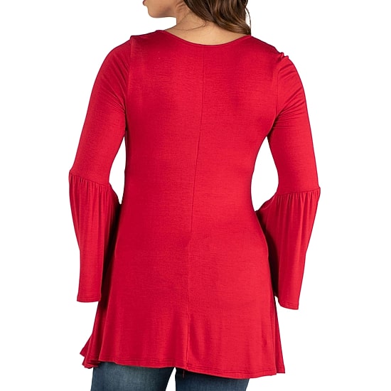 24seven Comfort Apparel Maternity Womens Scoop Neck Long Sleeve Tunic Top