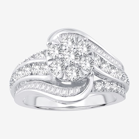Womens 2 CT. T.W. Natural White Diamond 10K Gold Round Engagement Ring