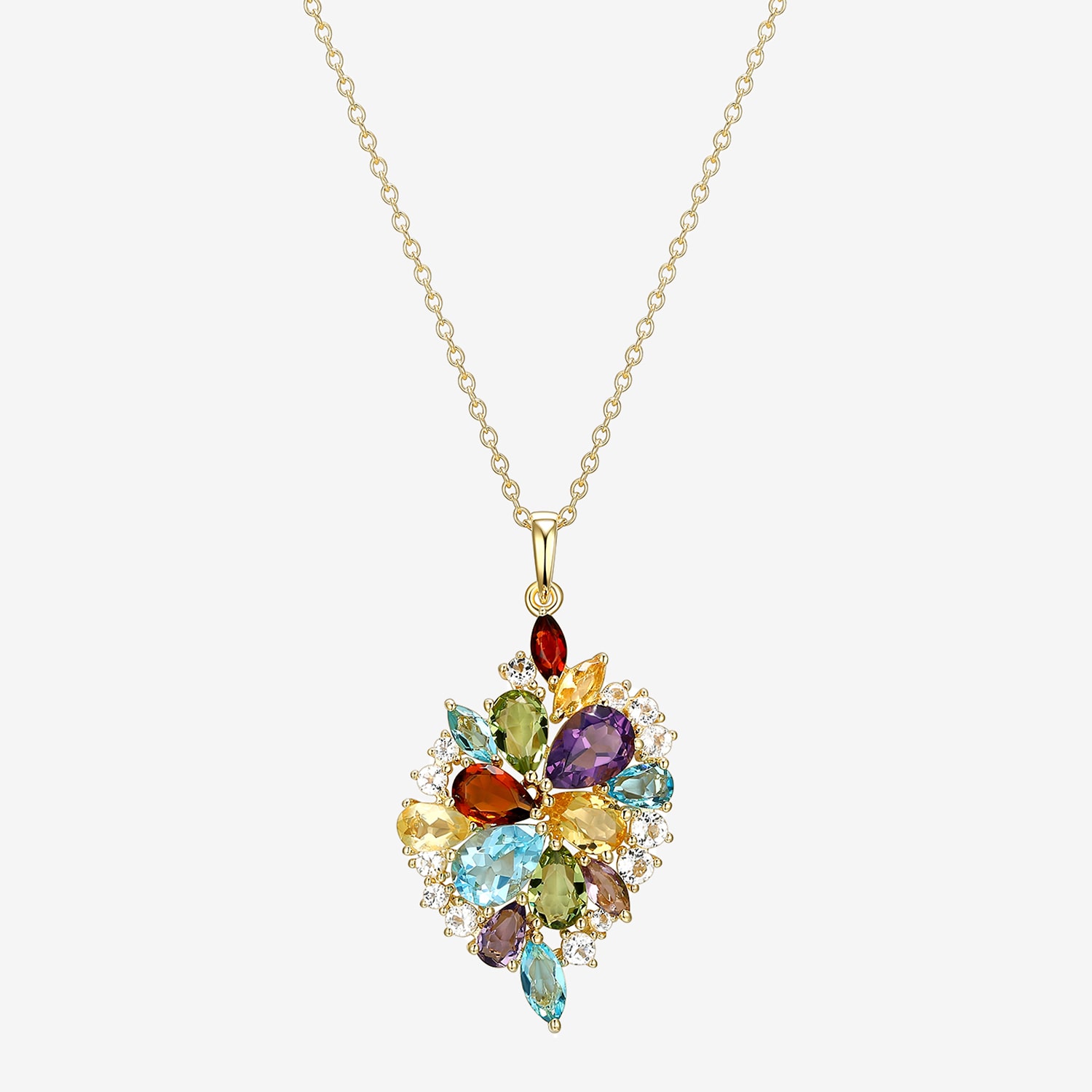 Womens Genuine Multi Color 18K Gold Over Silver 18 Inch Pendant Necklace