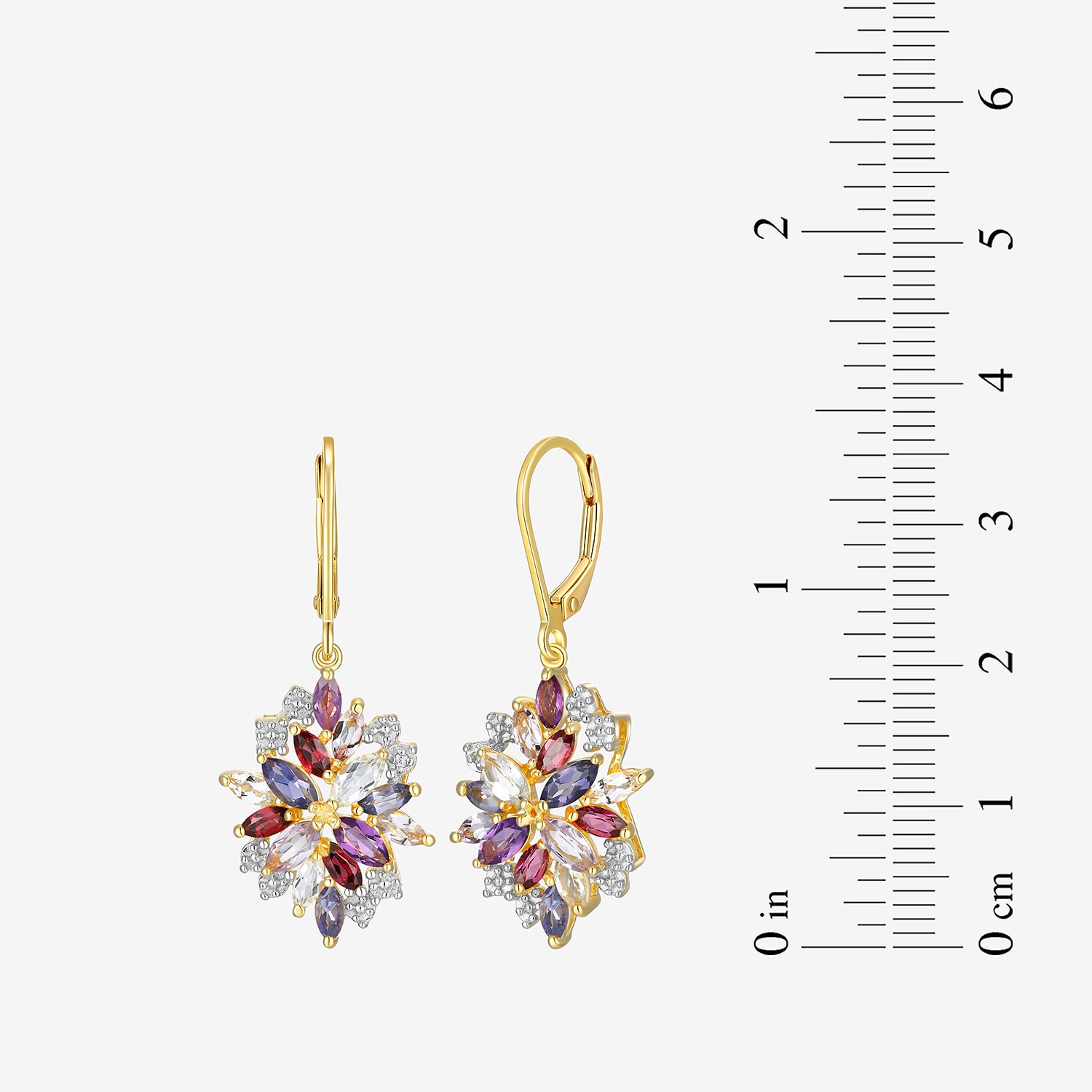 Womens Genuine Purple Amethyst 18K Gold Over Silver Drop Earrings