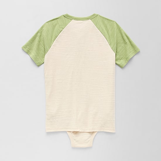 Thereabouts Little & Big Kid Boys Bodysuit Closure Easy-on + Easy-off Adaptive Henley Neck Short Sleeve Bodysuit