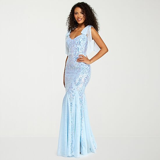 B. Smart Womens Juniors V Neck Sleeveless Sequin Scroll Bodycon Dress