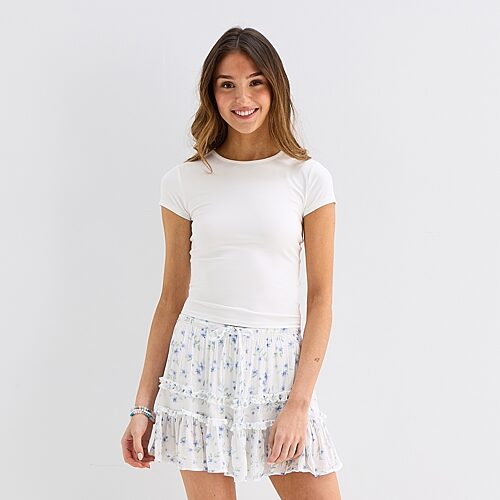 Arizona So Smooth Womens Juniors Round Neck Short Sleeve T-Shirt, Xx-large, White