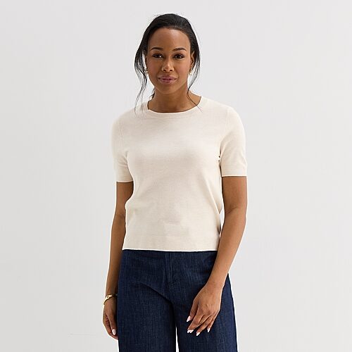Liz Claiborne Womens Crew Neck Short Sleeve Pullover Sweater, Xx-large, Beige