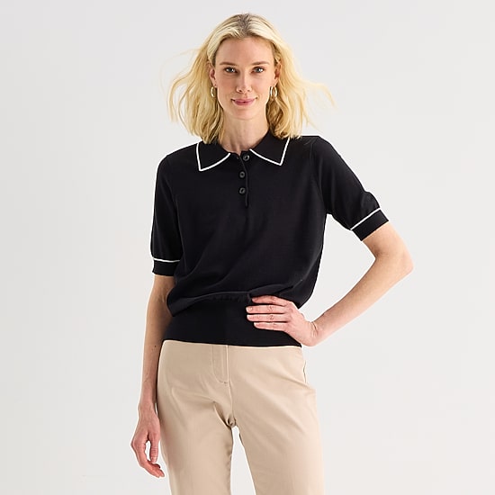 Liz Claiborne Womens Short Sleeve Polo Sweater