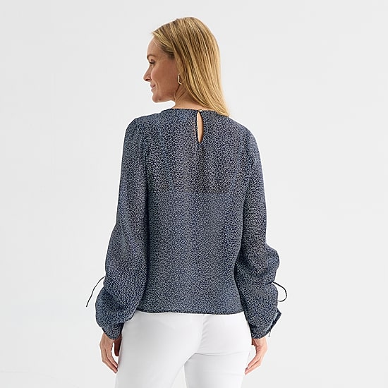 Liz Claiborne Womens V Neck Long Sleeve Blouse
