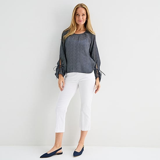 Liz Claiborne Womens V Neck Long Sleeve Blouse