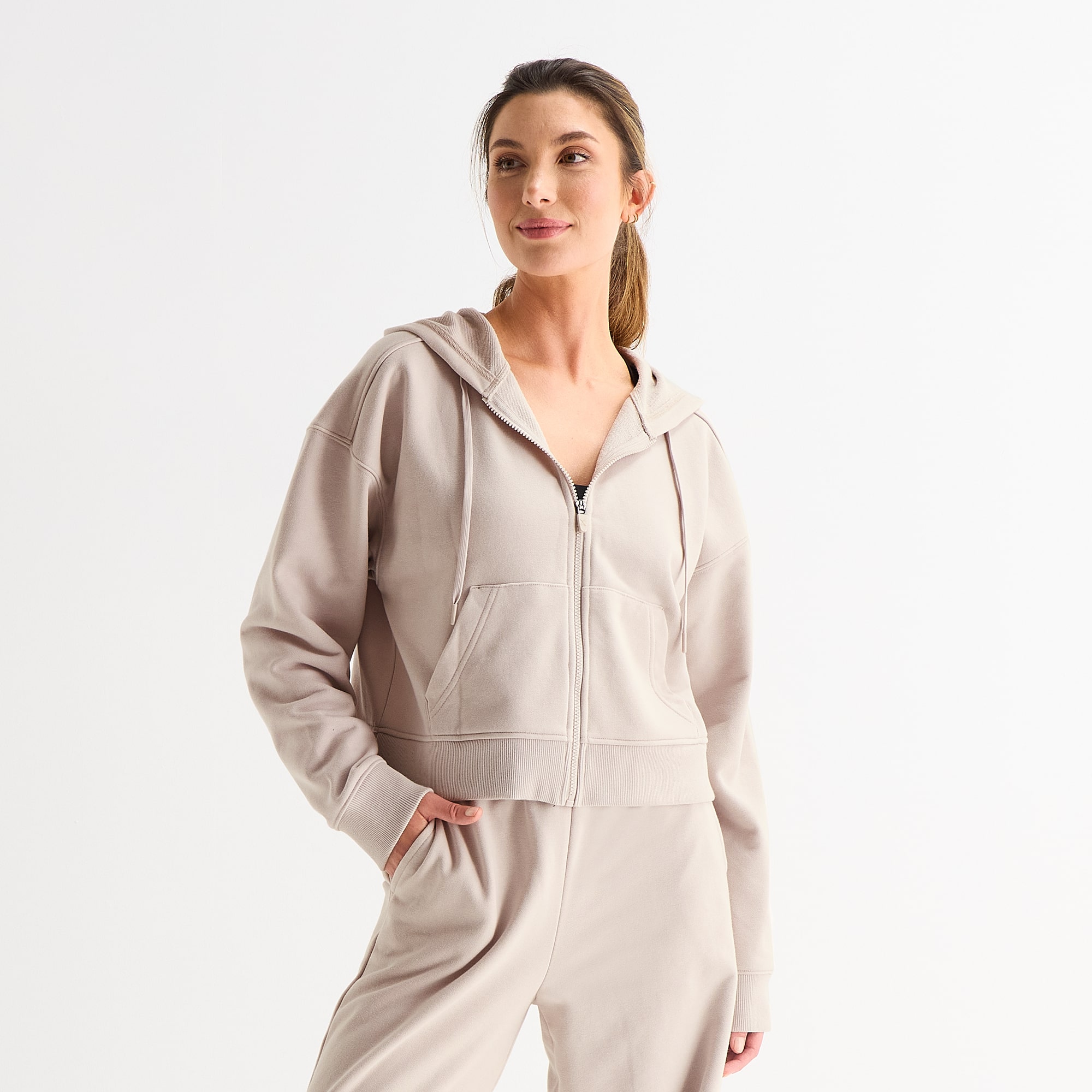 Xersion Womens French Terry Long Sleeve Zipper Active Hoodie