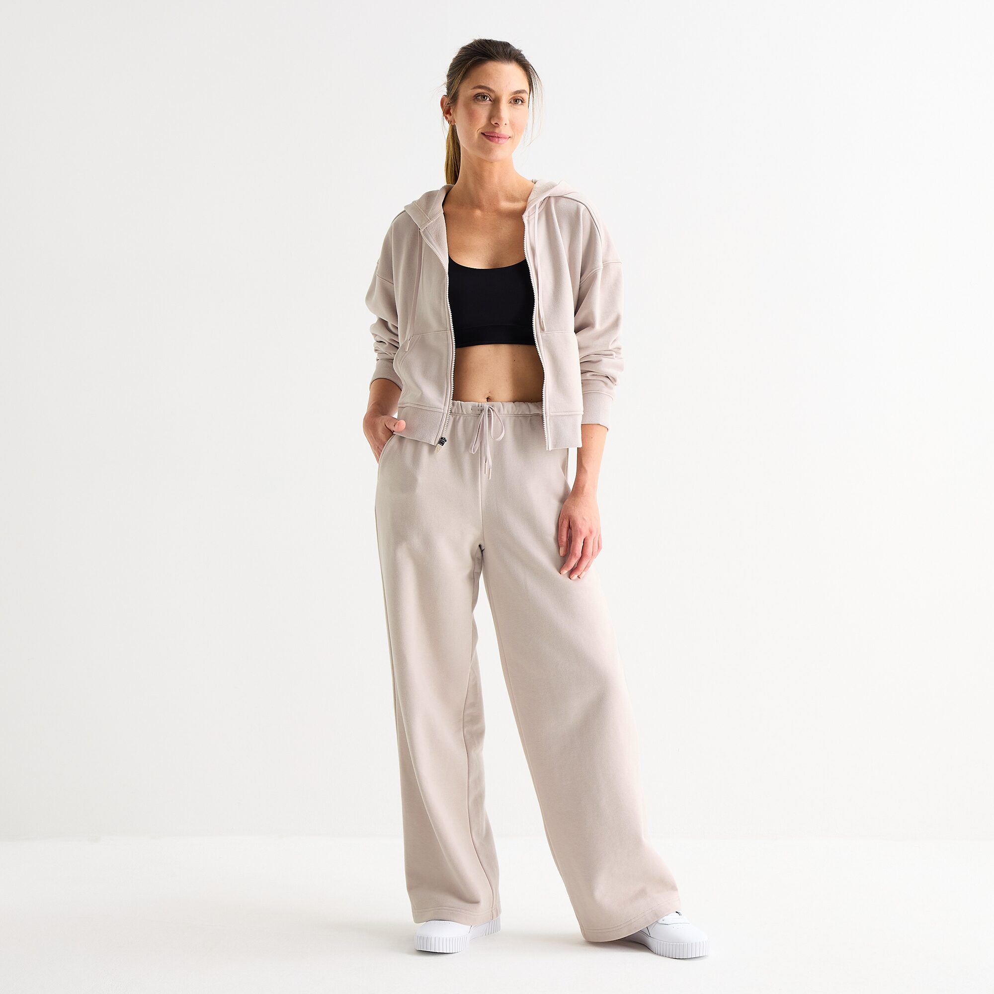 Xersion Womens French Terry Wide Leg Mid Rise Regular Fit Active Pull-On Pant