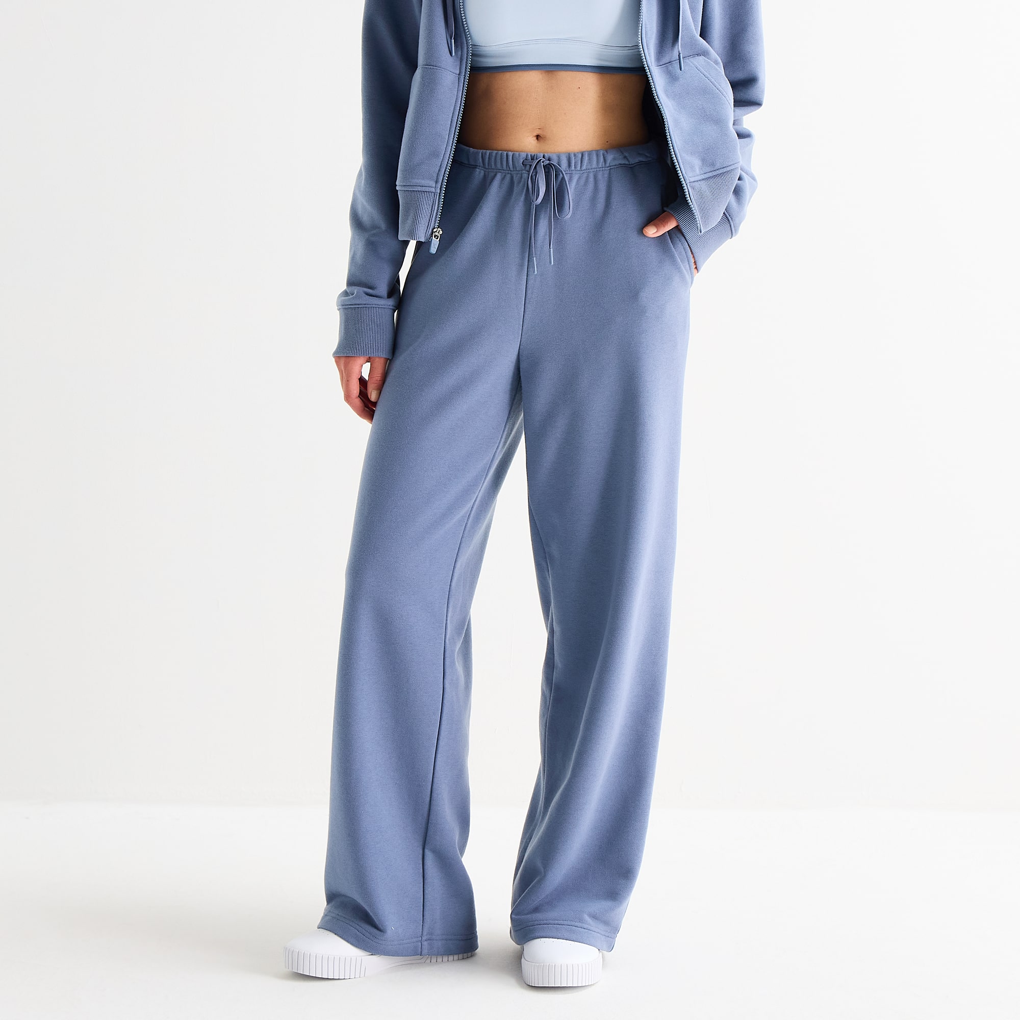 Xersion Womens French Terry Wide Leg Mid Rise Regular Fit Active Pull-On Pant