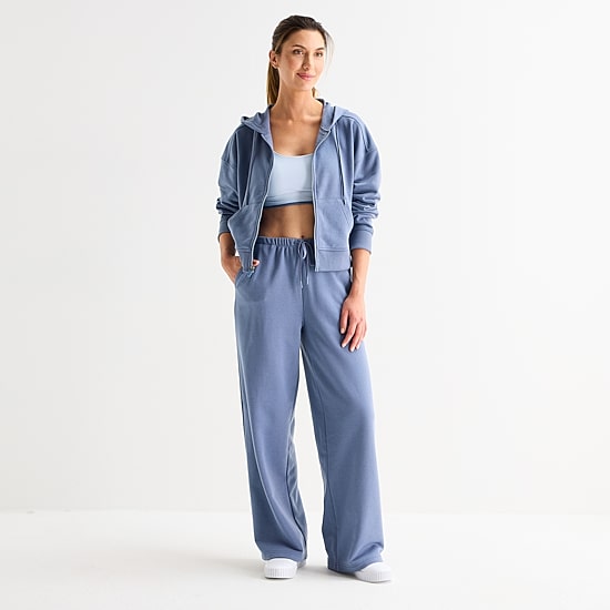 Xersion Womens French Terry Wide Leg Mid Rise Regular Fit Active Pull-On Pant