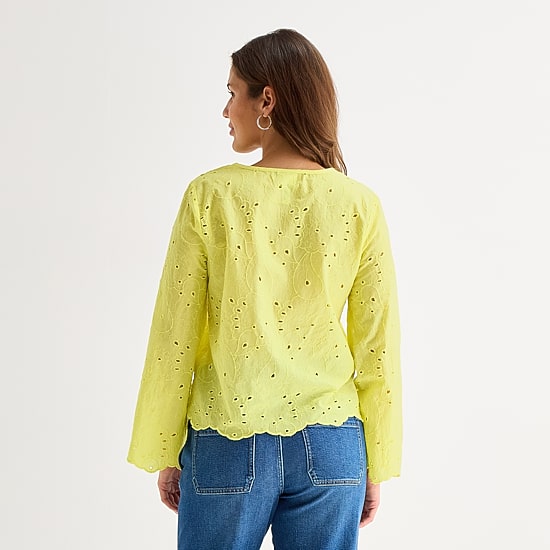 St. John's Bay Womens Split Crew Neck Long Sleeve Blouse