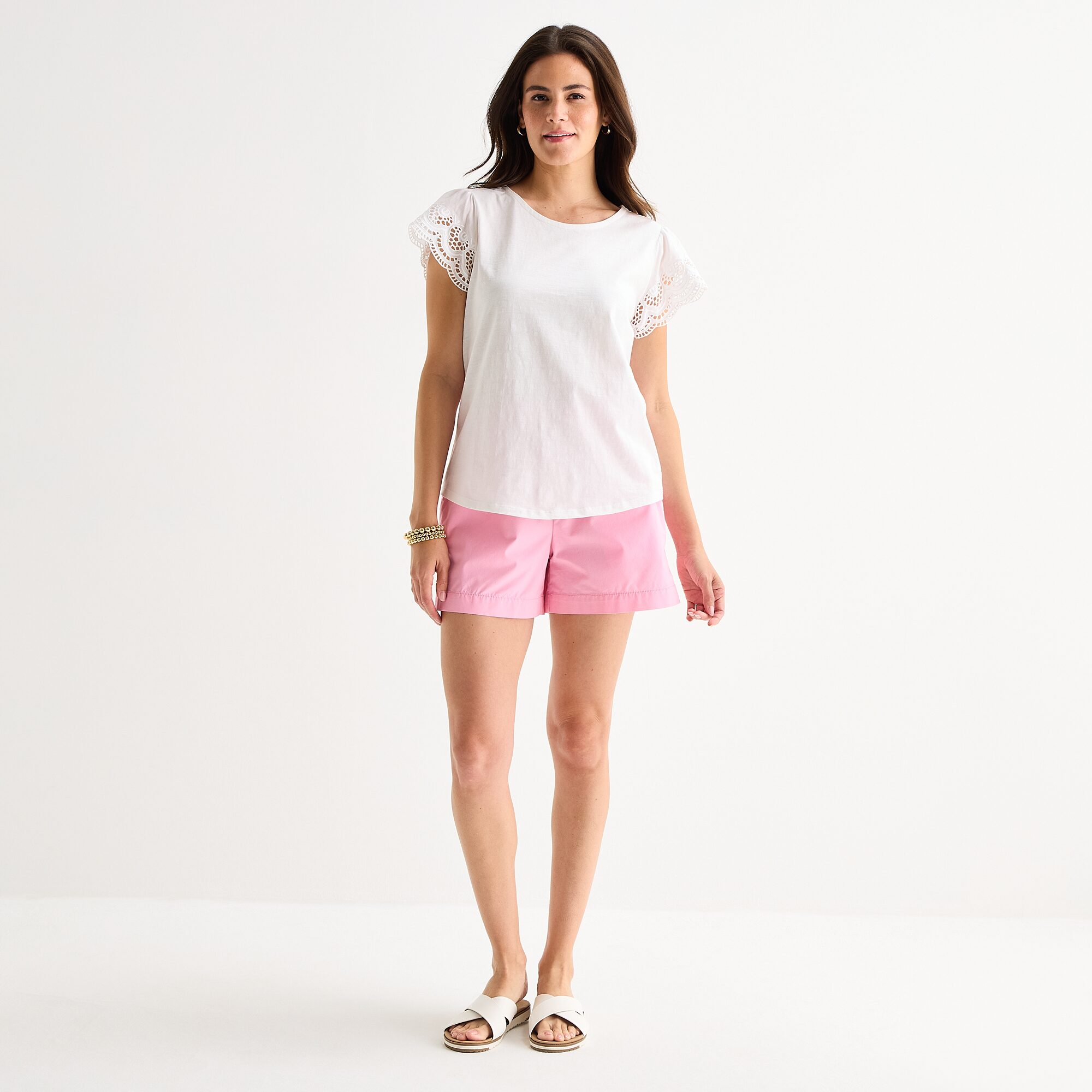 St. John's Bay Womens Crew Neck Short Sleeve Blouse