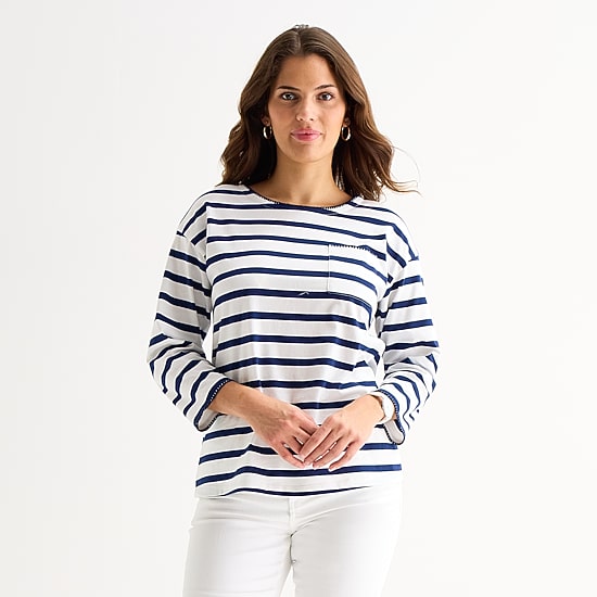 St. John's Bay Womens Crew Neck 3/4 Sleeve Blouse