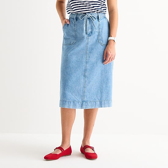 St. John's Bay Womens High Rise Midi A-Line Skirt