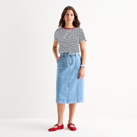 St. John's Bay Womens High Rise Midi A-Line Skirt