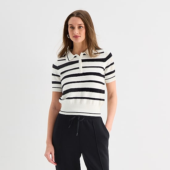 Stylus Womens Short Sleeve Polo Sweater