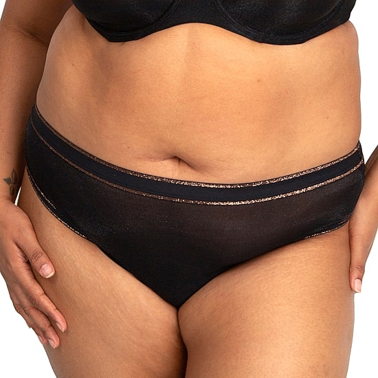 Curvy Couture Shimmer Mesh High Cut Brief- 1386