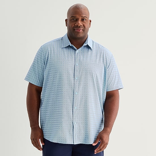 Stylus Mens Short Sleeve Regular Fit Big and Tall Button-Down Shirt